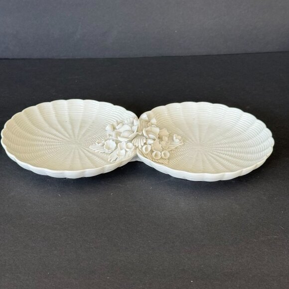 Vintage MCM White Ceramic Capodimonte Style Floral DoubleTrinket Dish Match Cup - Picture 5 of 9